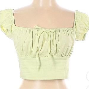Zara Green Off The Shoulder Crop Top